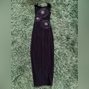 Long printed black dress